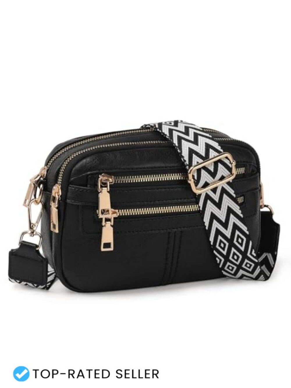 Vegan Leather Crossbody Bag 6-Pocket Adjustable Shoulder Purse Travel Gift